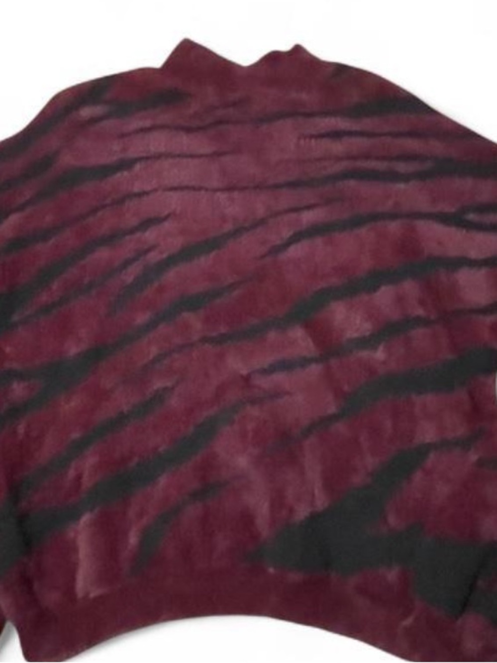 Bardot Zebra Fuzzy Knit Pullover Sweater Burgundy Black Size Small